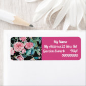 Pink Rose Flower Floral Return Address Labels ラベル (インサイチュ)