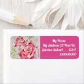 Pink Rose Flower Floral Return Address Labels ラベル (インサイチュ)