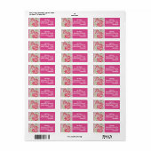 Pink Rose Flower Floral Return Address Labels ラベル (フルシート)