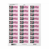 Pink Rose Flower Floral Return Address Labels ラベル (フルシート)
