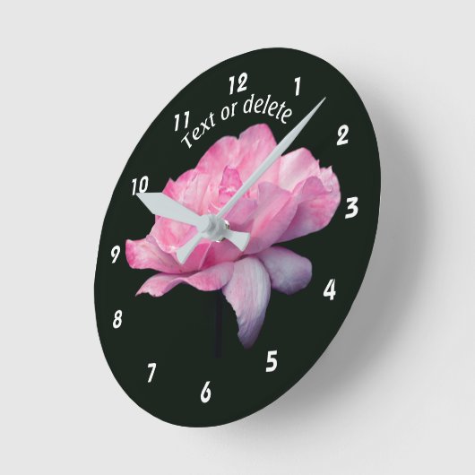 Pink Rose Flower Personalized ラウンド壁時計 (傾斜)