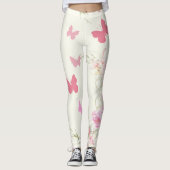 Pink, Rose Flowers and Butterflies レギンス (正面)
