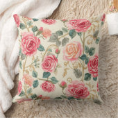 Pink Rose Flowers Pattern, Beautiful, Elegant クッション (ブランケット)