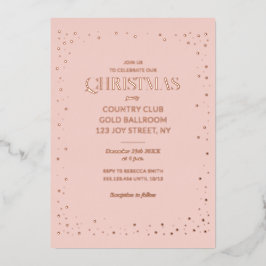 Pink Rose Gold Christmas Holiday Luxury Real 箔招待状
