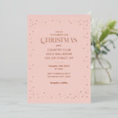 Pink Rose Gold Christmas Holiday Luxury Real 箔招待状 (立ち正面)