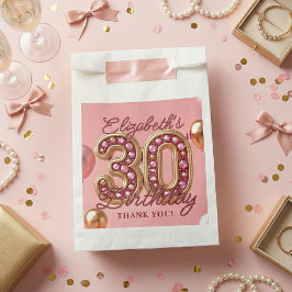 Pink Rose Gold Glam 30th Birthday Party Thank You フェイバーバッグ