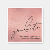 Pink Rose Gold Graduation スタンダードカクテルナプキン (正面)