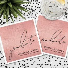 Pink Rose Gold Graduation スタンダードカクテルナプキン