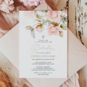 Pink Rose & Greenery Leaves Dedication Invitation 招待状