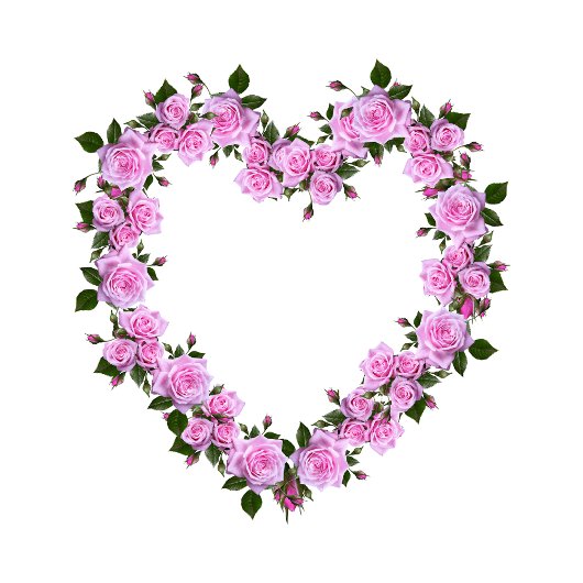 Pink Rose Heart Floral Decorative Pillow クッション