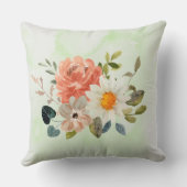 Pink Rose Heart Floral Decorative Pillow クッション (裏面)