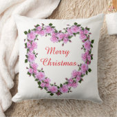 Pink Rose Heart Floral Decorative Pillow クッション (ブランケット)