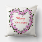 Pink Rose Heart Floral Decorative Pillow クッション (正面)