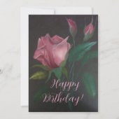 Pink Rose n Rosebuds Flat Greeting Card (正面)