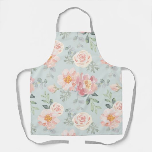 Pink Rose Pastel Garden Pattern エプロン (正面)