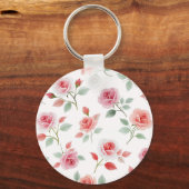 Pink Rose Pattern, soft color, キーホルダー (正面)
