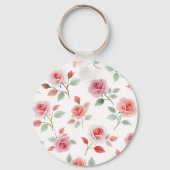Pink Rose Pattern, soft color, キーホルダー (裏面)