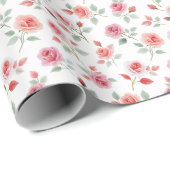 Pink Rose Pattern, soft color, ラッピングペーパー (ロールコーナー)
