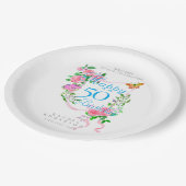 Pink Rose Ribbon 50th Birthday ペーパープレート (アングル)