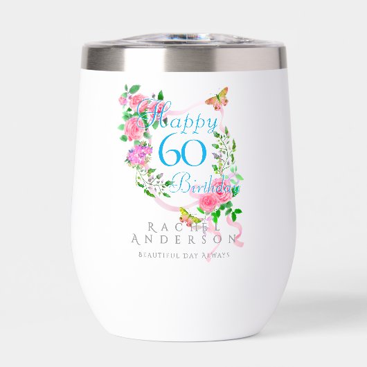 Pink Rose Ribbon 60th Birthday (正面)