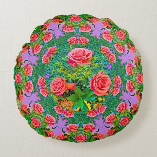 Pink Rose Rings  ラウンドクッション (正面)