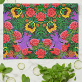 Pink Rose Rings 4 キッチンタオル (折り畳み)