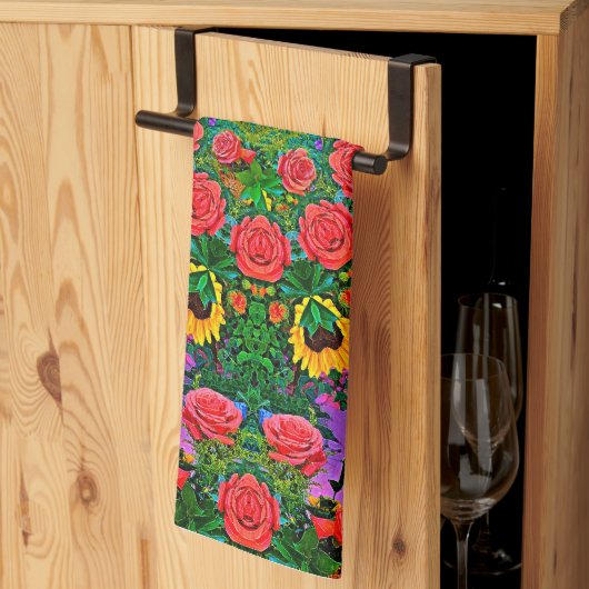 Pink Rose Rings 4 キッチンタオル (三つ折り)