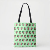 Pink Rose Seamless Pattern on Light Green Tote Bag トートバッグ (正面)