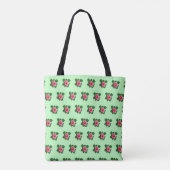 Pink Rose Seamless Pattern on Light Green Tote Bag トートバッグ (裏面)