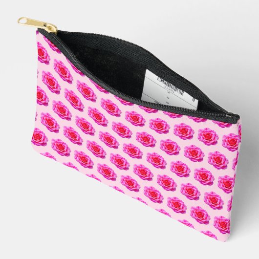 Pink Rose Seamless Pattern Pouch アクセサリーポーチ (見開き)