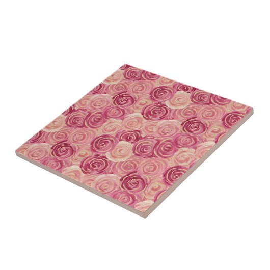 Pink Rose Swirl Glitter Seamless Pattern タイル (側面)