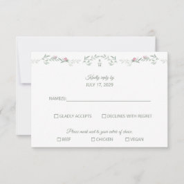 Pink Rose Vine and Monogram RSVP Response Card