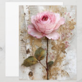 Pink Rose Vintage Junk Journal Scrapbook Paper (正面/裏面)