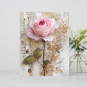 Pink Rose Vintage Junk Journal Scrapbook Paper (スタンド正面)