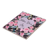 Pink Rose Watercolor Flowers Floral Girls Joy タイル (側面)