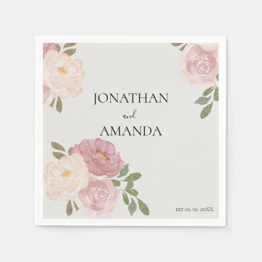 Pink Rose Wedding Cocktail スタンダードカクテルナプキン (正面)