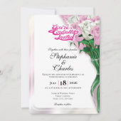 Pink Rose Wedding Invitation - Pink Lettering 2 招待状 (正面)