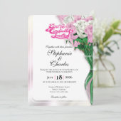 Pink Rose Wedding Invite - Pink Heading #1 招待状 (スタンド正面)