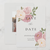 Pink Rose Wedding Save The Date セーブザデート (正面/裏面)