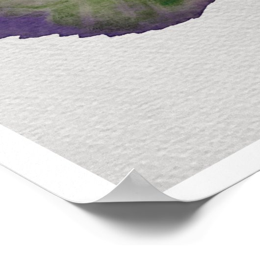 Pink Rose with Abstract Leaves Watercolor ポスター (角)