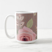 Pink Rose With Typography コーヒーマグカップ (左)