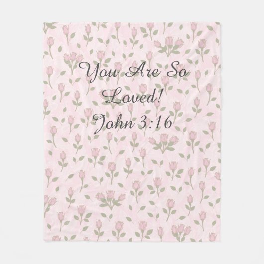 Pink Rosebud "You Are So Loved" Blanket フリースブランケット (正面)