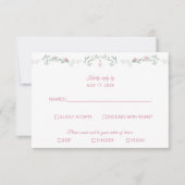 Pink Rosebuds Greenery Monogram RSVP Response Card (正面)