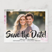 Pink Rosesエレガント Photo Save the Date 結婚's ポストカード (正面)