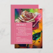 Pink Roses抽象芸術モダンRSVP応答カード 出欠カード (正面/裏面)
