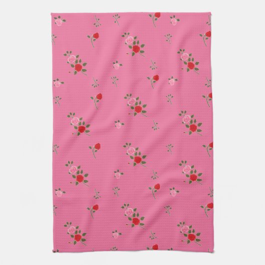 Pink roses キッチンタオル (縦)