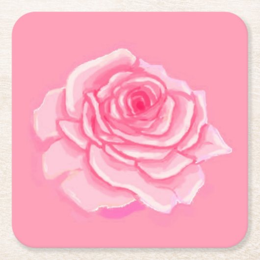 Pink roses スクエアペーパーコースター (正面)