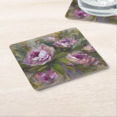 Pink Roses スクエアペーパーコースター (アングル)