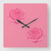 Pink roses スクエア壁時計 (正面)
