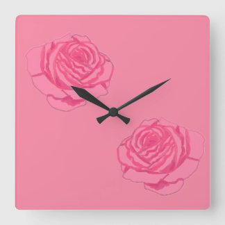 Pink roses スクエア壁時計